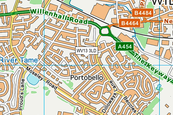 WV13 3LD map - OS VectorMap District (Ordnance Survey)