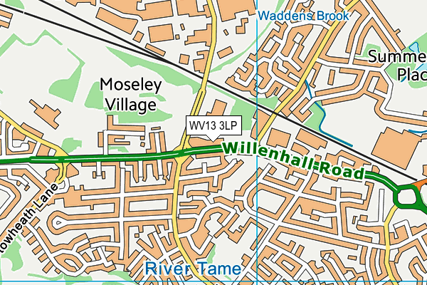 WV13 3LP map - OS VectorMap District (Ordnance Survey)