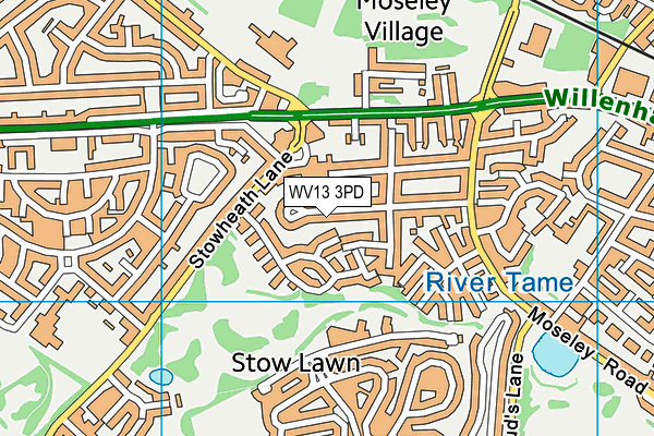 WV13 3PD map - OS VectorMap District (Ordnance Survey)