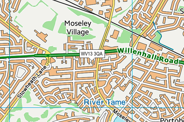 WV13 3QA map - OS VectorMap District (Ordnance Survey)