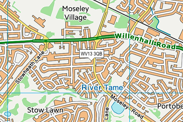 WV13 3QB map - OS VectorMap District (Ordnance Survey)