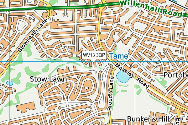 WV13 3QP map - OS VectorMap District (Ordnance Survey)