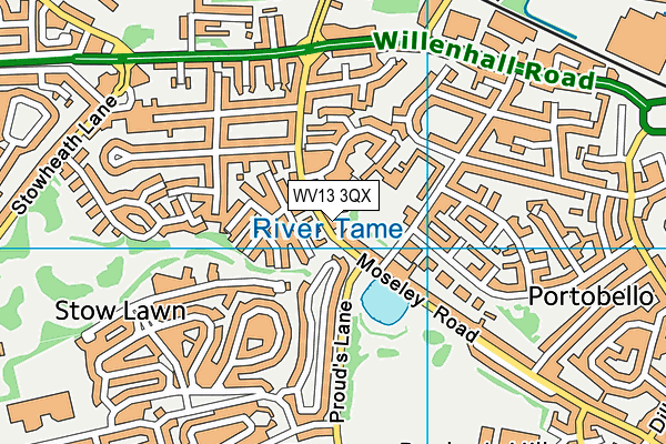 WV13 3QX map - OS VectorMap District (Ordnance Survey)