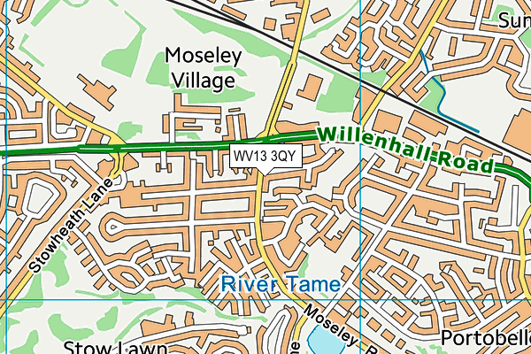 WV13 3QY map - OS VectorMap District (Ordnance Survey)