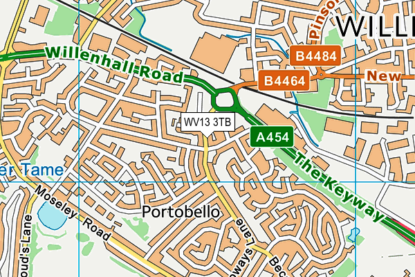 WV13 3TB map - OS VectorMap District (Ordnance Survey)