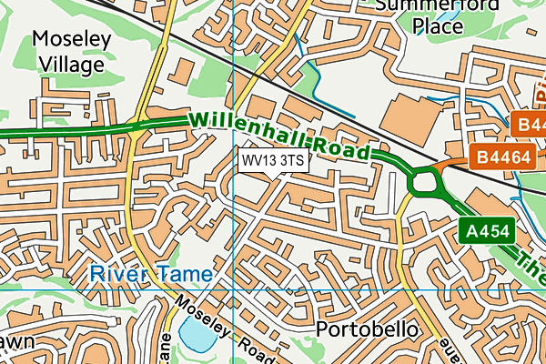 WV13 3TS map - OS VectorMap District (Ordnance Survey)