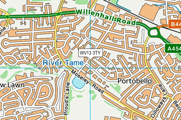 WV13 3TY map - OS VectorMap District (Ordnance Survey)