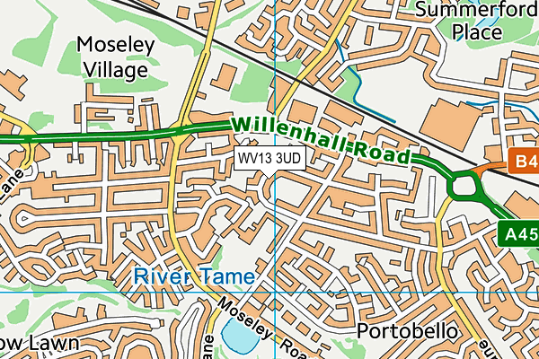 WV13 3UD map - OS VectorMap District (Ordnance Survey)