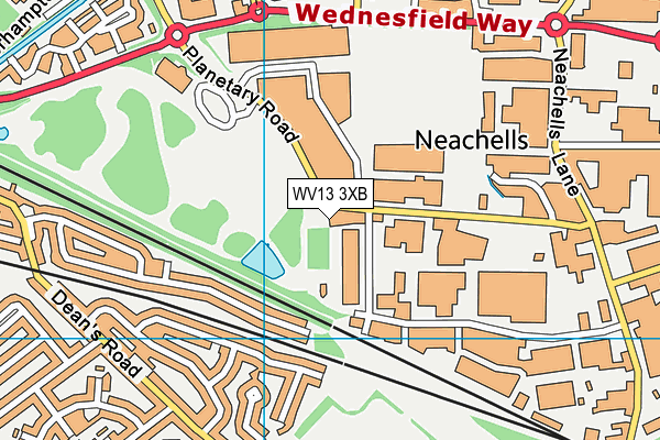 WV13 3XB map - OS VectorMap District (Ordnance Survey)