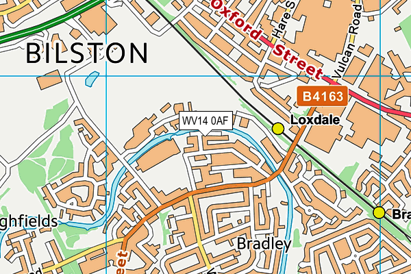 WV14 0AF map - OS VectorMap District (Ordnance Survey)