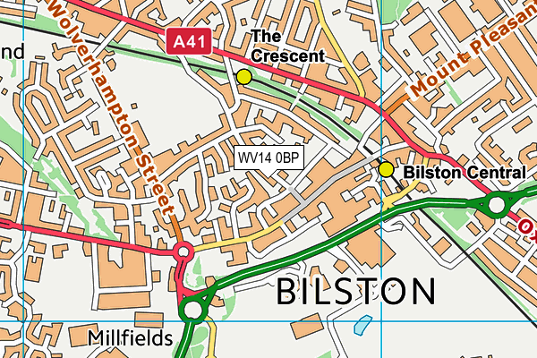 WV14 0BP map - OS VectorMap District (Ordnance Survey)