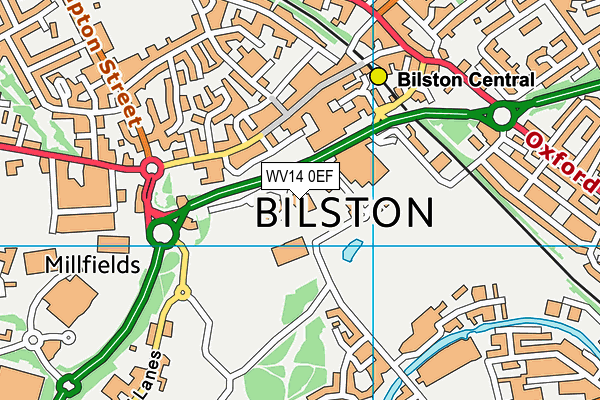 Wv Active Bilston (Bert Williams Leisure Centre) map (WV14 0EF) - OS VectorMap District (Ordnance Survey)