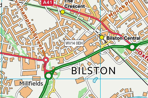 WV14 0EH map - OS VectorMap District (Ordnance Survey)