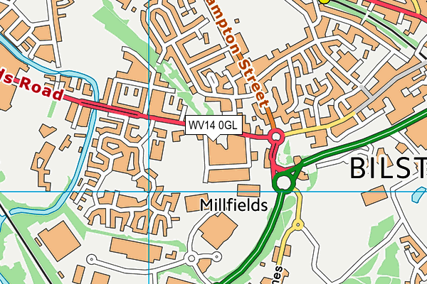 WV14 0GL map - OS VectorMap District (Ordnance Survey)