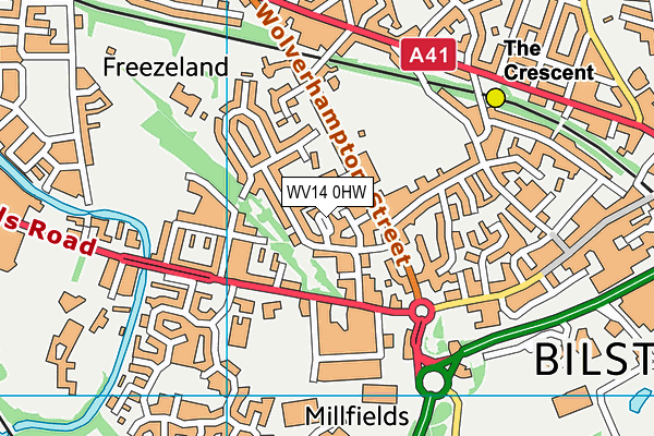 WV14 0HW map - OS VectorMap District (Ordnance Survey)