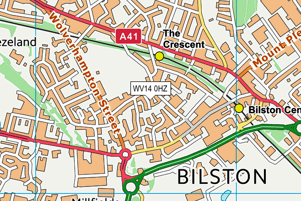 WV14 0HZ map - OS VectorMap District (Ordnance Survey)