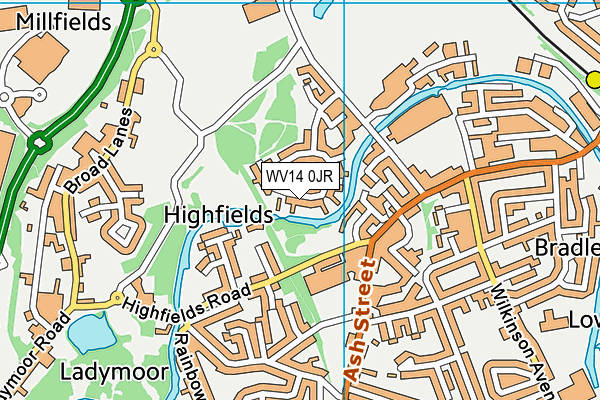 WV14 0JR map - OS VectorMap District (Ordnance Survey)