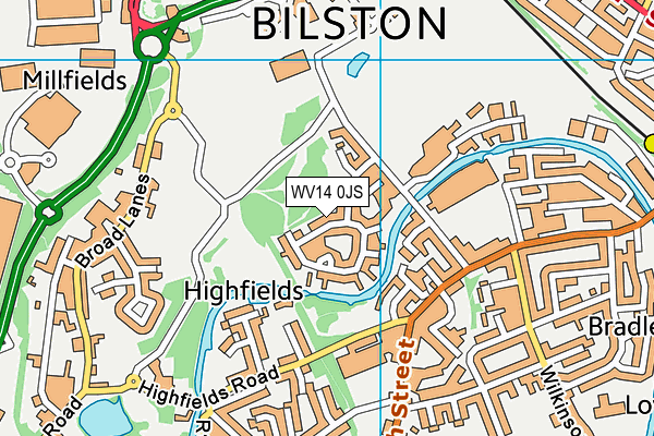 WV14 0JS map - OS VectorMap District (Ordnance Survey)