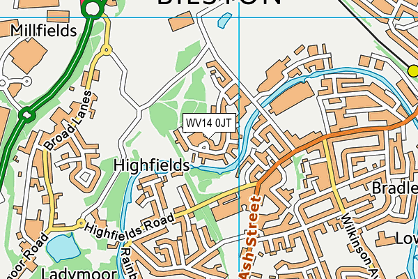 WV14 0JT map - OS VectorMap District (Ordnance Survey)