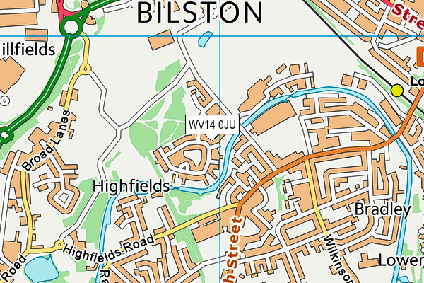 WV14 0JU map - OS VectorMap District (Ordnance Survey)