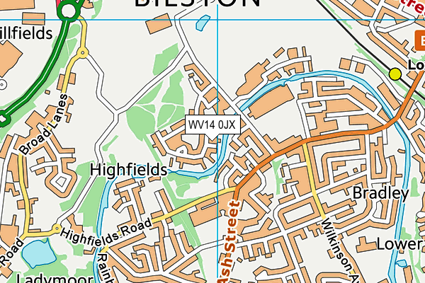 WV14 0JX map - OS VectorMap District (Ordnance Survey)