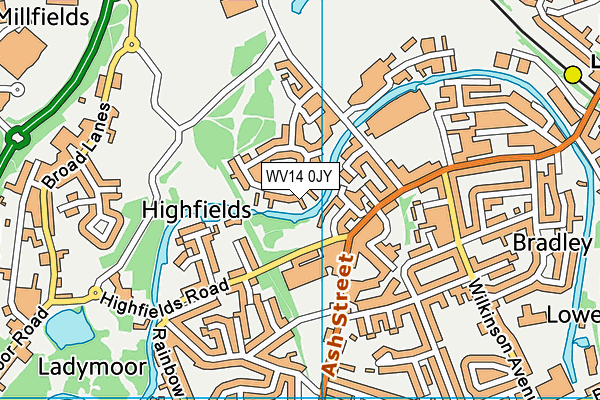 WV14 0JY map - OS VectorMap District (Ordnance Survey)