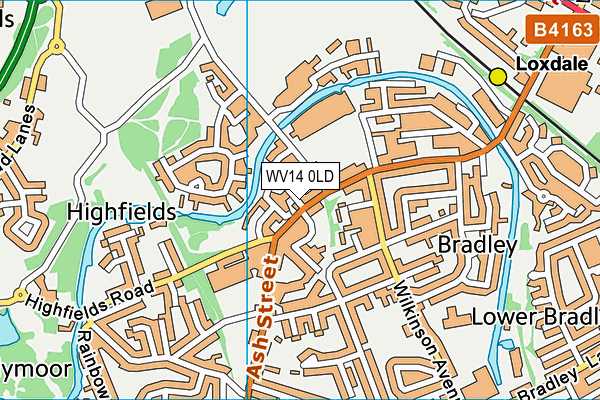 WV14 0LD map - OS VectorMap District (Ordnance Survey)