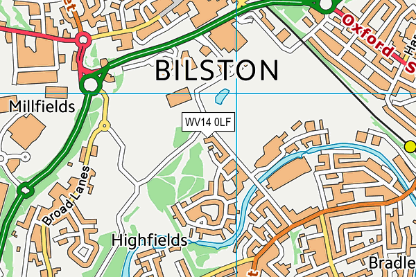 WV14 0LF map - OS VectorMap District (Ordnance Survey)