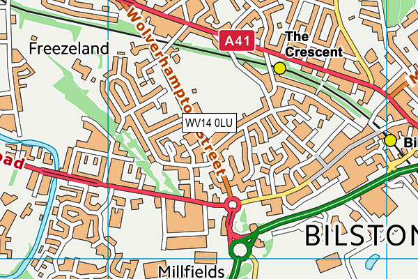 WV14 0LU map - OS VectorMap District (Ordnance Survey)