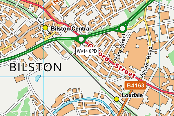 WV14 0PD map - OS VectorMap District (Ordnance Survey)