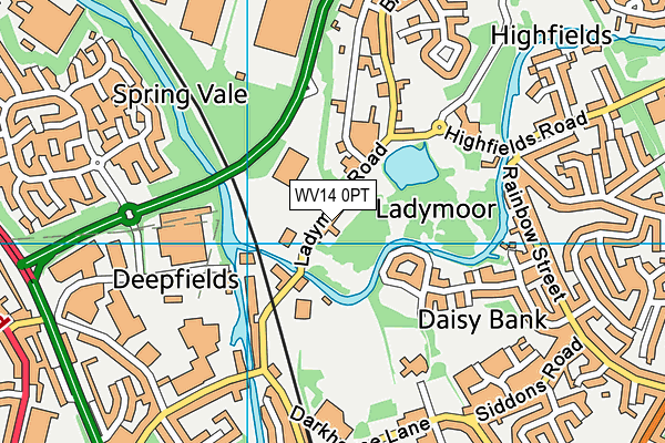 WV14 0PT map - OS VectorMap District (Ordnance Survey)