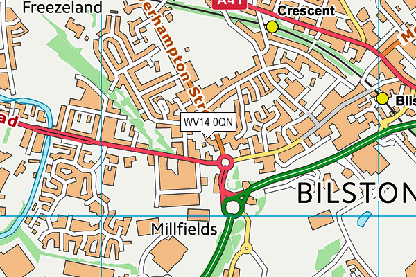 WV14 0QN map - OS VectorMap District (Ordnance Survey)