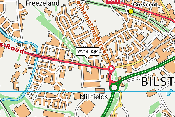 WV14 0QP map - OS VectorMap District (Ordnance Survey)