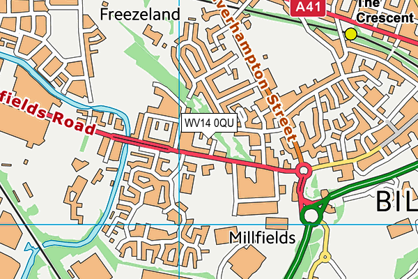 WV14 0QU map - OS VectorMap District (Ordnance Survey)