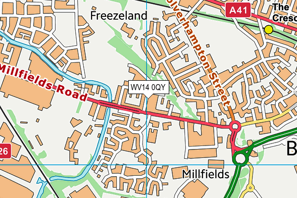 WV14 0QY map - OS VectorMap District (Ordnance Survey)