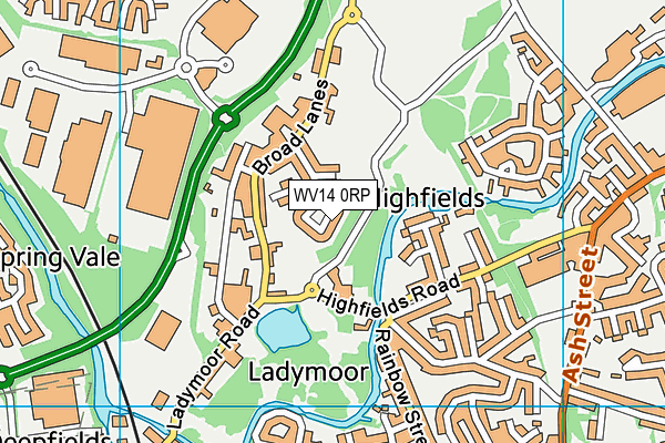 WV14 0RP map - OS VectorMap District (Ordnance Survey)