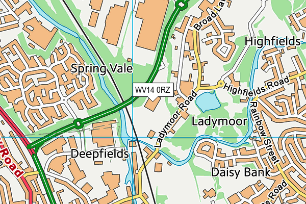 WV14 0RZ map - OS VectorMap District (Ordnance Survey)