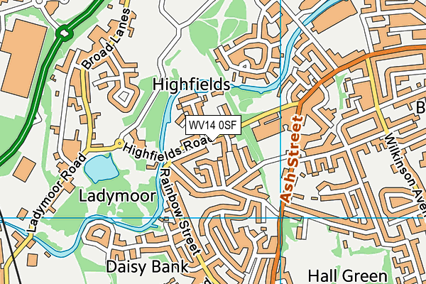 WV14 0SF map - OS VectorMap District (Ordnance Survey)