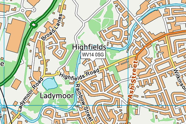 WV14 0SG map - OS VectorMap District (Ordnance Survey)