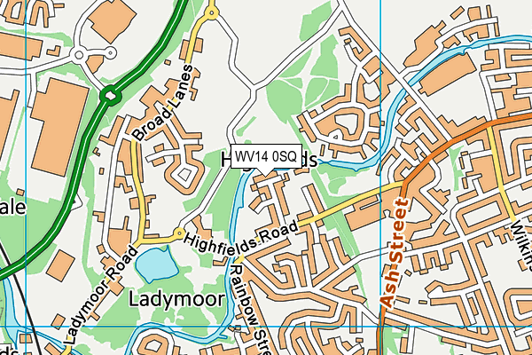 WV14 0SQ map - OS VectorMap District (Ordnance Survey)