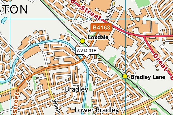 WV14 0TE map - OS VectorMap District (Ordnance Survey)