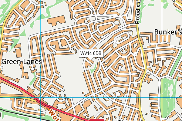 WV14 6DB map - OS VectorMap District (Ordnance Survey)