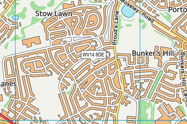 WV14 6DE map - OS VectorMap District (Ordnance Survey)