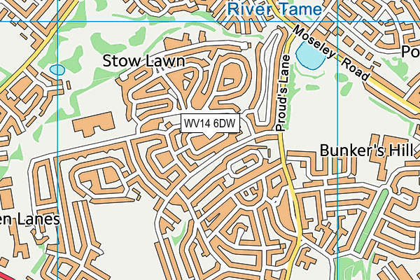 WV14 6DW map - OS VectorMap District (Ordnance Survey)