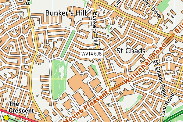 WV14 6JS map - OS VectorMap District (Ordnance Survey)