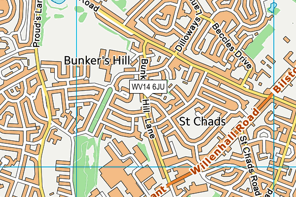 WV14 6JU map - OS VectorMap District (Ordnance Survey)
