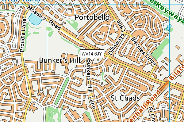 WV14 6JY map - OS VectorMap District (Ordnance Survey)