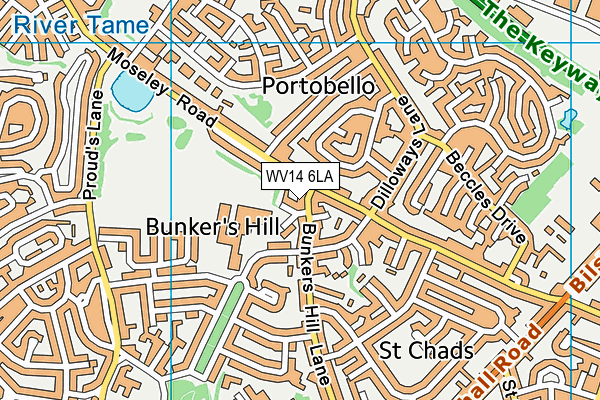 WV14 6LA map - OS VectorMap District (Ordnance Survey)