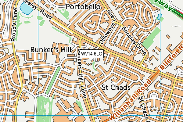 WV14 6LG map - OS VectorMap District (Ordnance Survey)