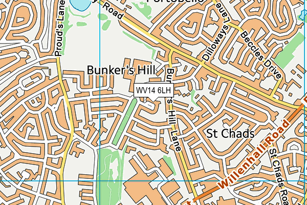 WV14 6LH map - OS VectorMap District (Ordnance Survey)